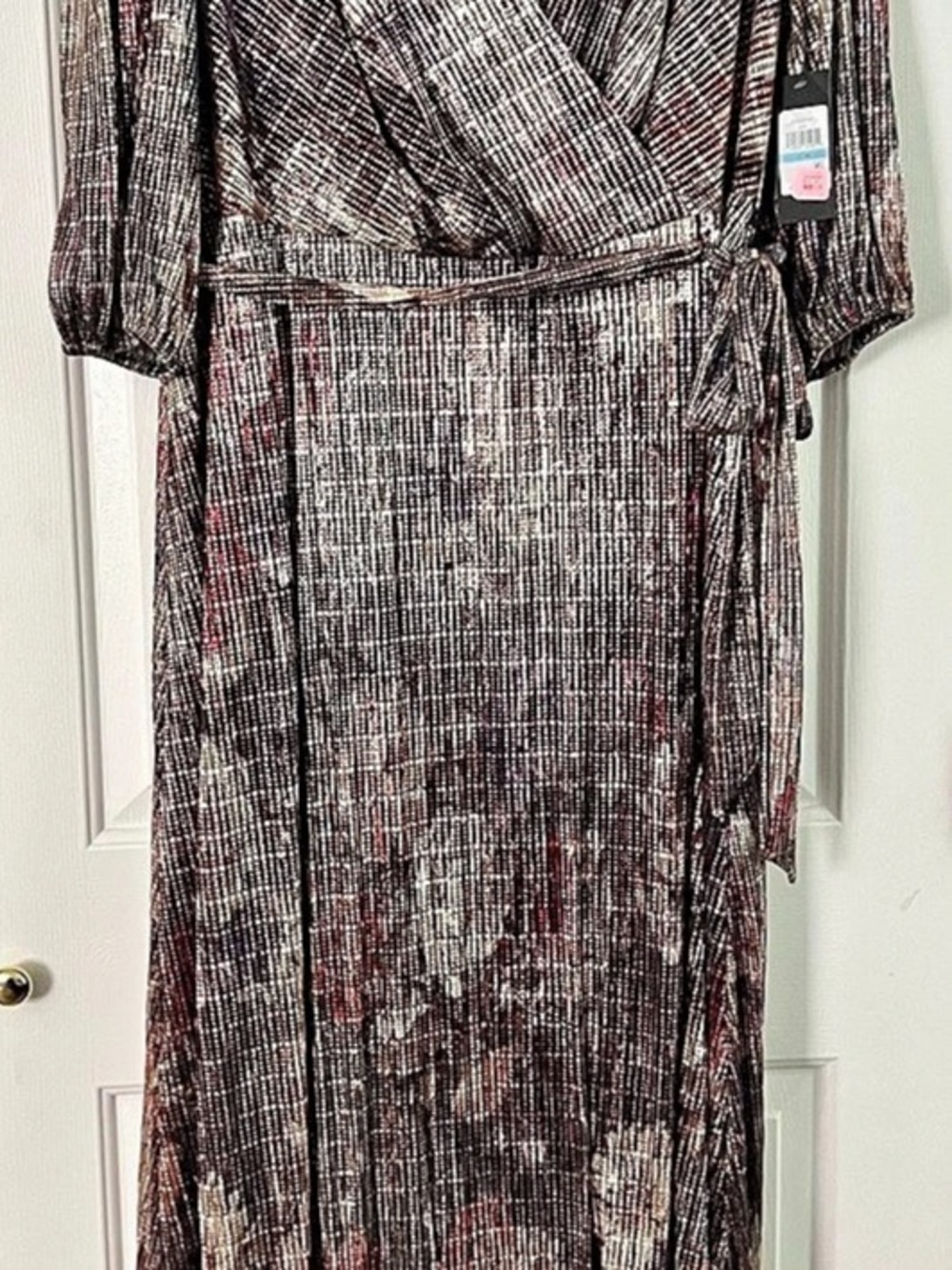 Jessica Howard Metallic Wrap Maxi Dress Purple & Black Size 20W NWT